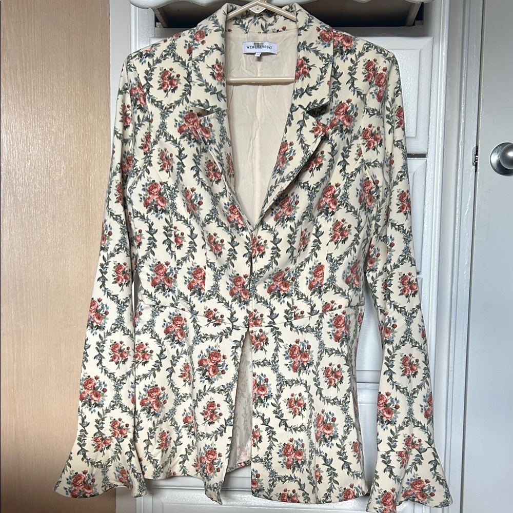 We Wore What Cream Floral Blazer matching set